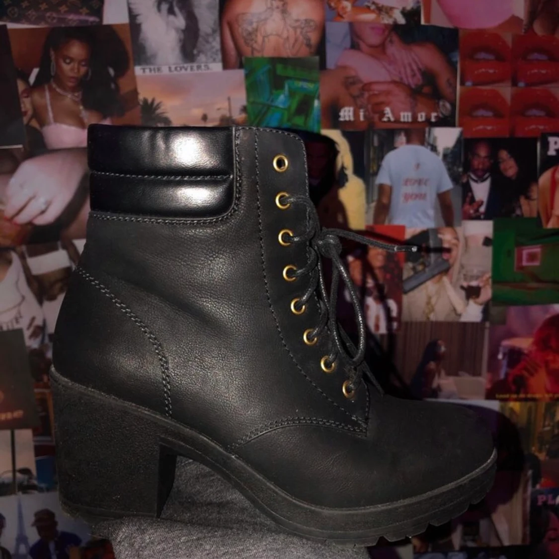 svarta boots med klack - 90