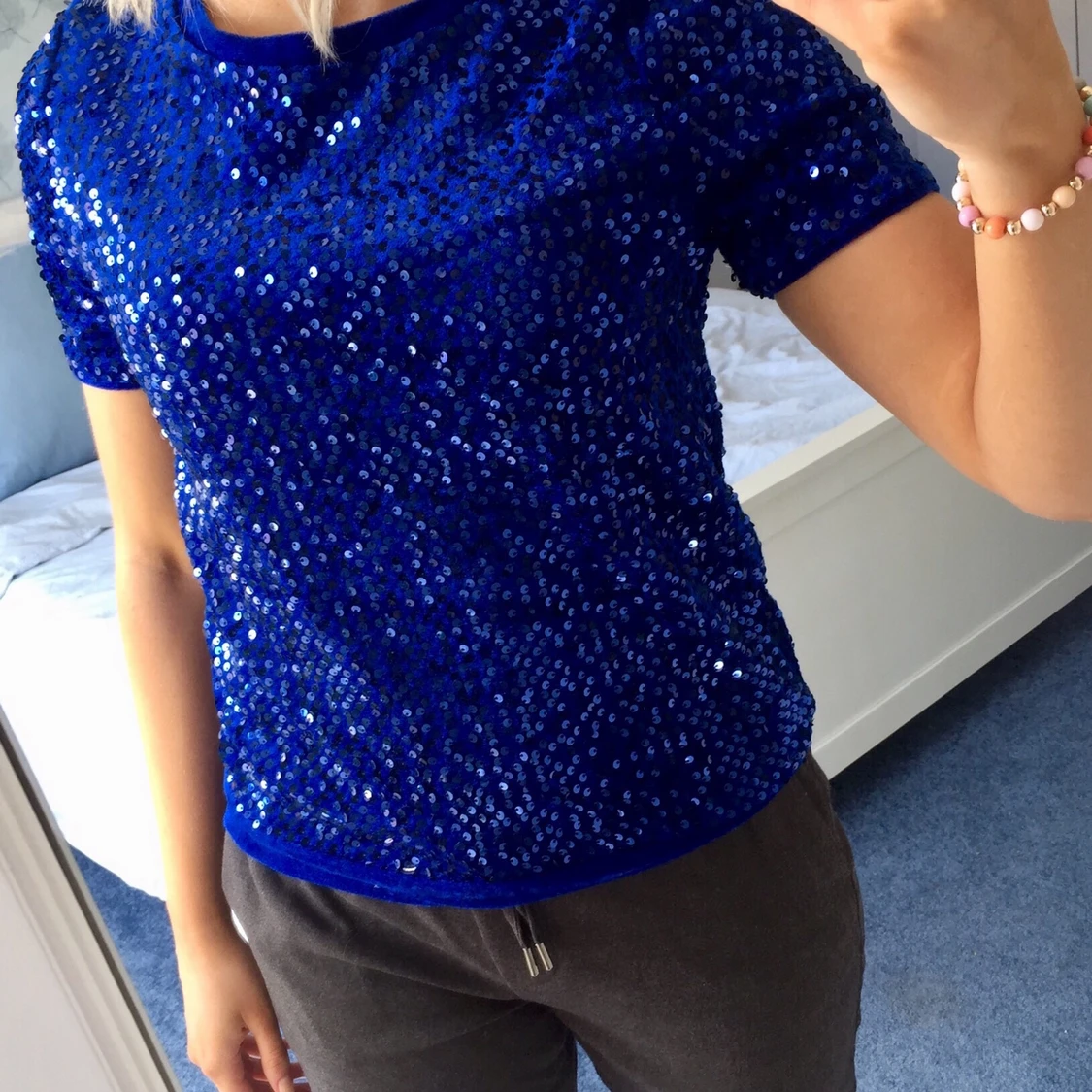 Kornblå glittertopp - 90