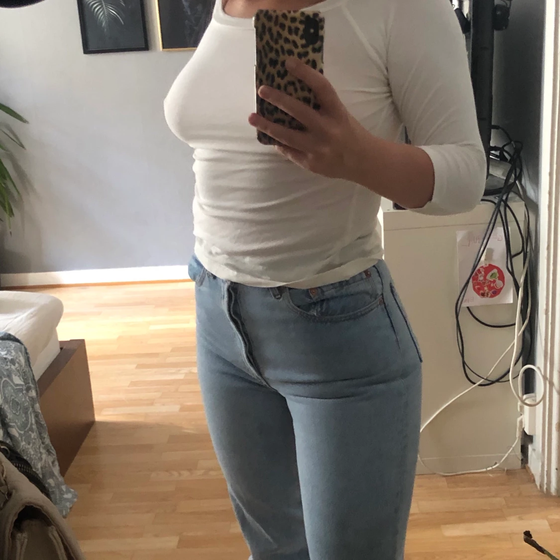 Vit långärmad t-shirt - 90