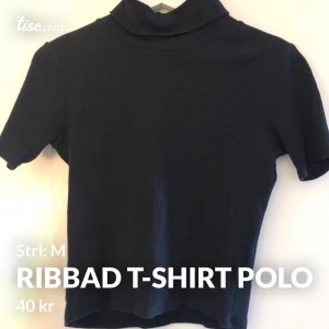 Ribbad T-shirt polo  - Svart, Ribbad T-shirt med polokrage från BikBok i fint använt skick. Säljes för 40kr
