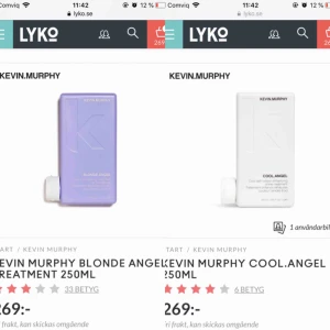  - Säljer två Kevin murphy treatments, COOL ANGEL och BLONDE ANGEL  Endast testade, funkar bra men gillar mitt hår i den färgen det är så kommer ej till användning.   Båda för 300kr då dom kostar 269kr styck. Köparen står för frakten!
