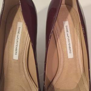 4 year old DVF burgundy high heels, worn once (too high for this old grandma!) 