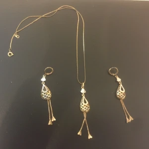  - Guld pläterad Halsband örhängen smycke Set 