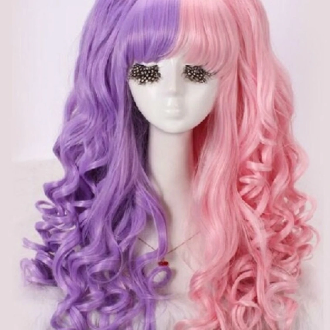 Söt rosa lila peruk 