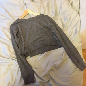  - Grå mysig magtröja med liten dragkedja vid halsen. Det står L på men uppskattar snarare till S eller M! 67% bomull och 33% polyester🌸