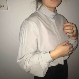  - En silvrig blus med hög krage och puffiga ärmar💜second hand-fynd som inte används🤠 Frakt: 80kr