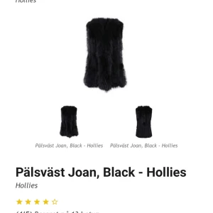 Hollies black joan väst - 100% äkta päls. Knappt använd och är i storlek M men passar även för folk i storlek S. Passar bra nu till våren och även sena höstkvällar. Nypris - se bild. Säljes nu för 900kr och priset kan diskuteras vid snabb affär.