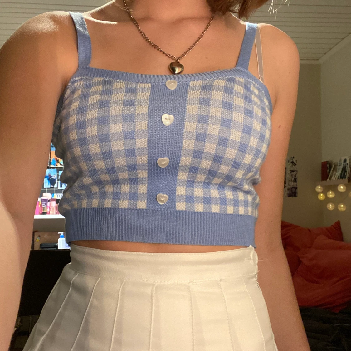 Picnic magtröja linne med hjärtknappar 