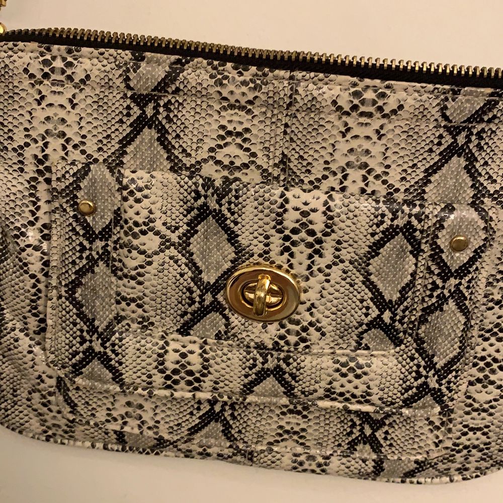 En liten väska med ormskinnsmönster och guldetaljer. Från H&M. Använd ett par gånger bara så i bra skick.. Väskor.