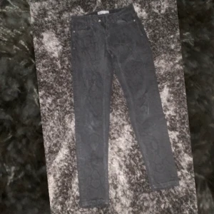 Jättefina ormskinnsbyxor!  - Säljer ett par jättefina och fräcka byxor, med ormskinnsliknande yta från Zara. Knappt använda och i kanonskick. Kan skickas men köparen står för frakt på ca 30/40kr. 