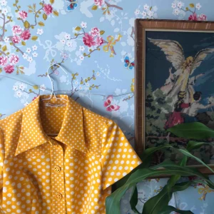  - En super söt prickig croptopp från en vintage affär jag glömt namnet på✨ fint skick! Frakt 42kr eller så möts vi om båda e friska! 