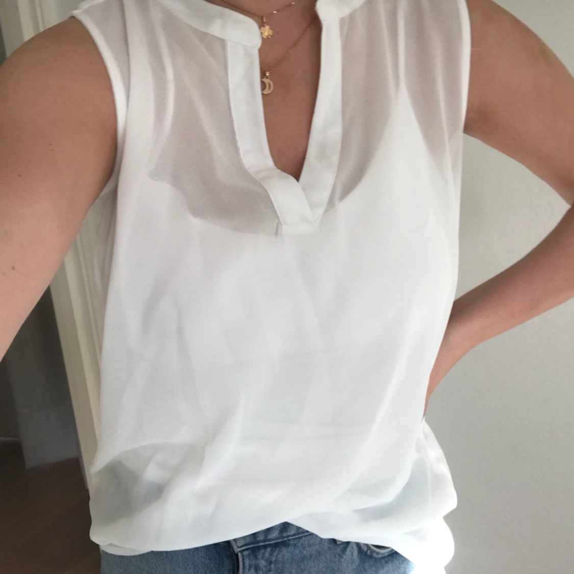 Transparent vit blus - 90