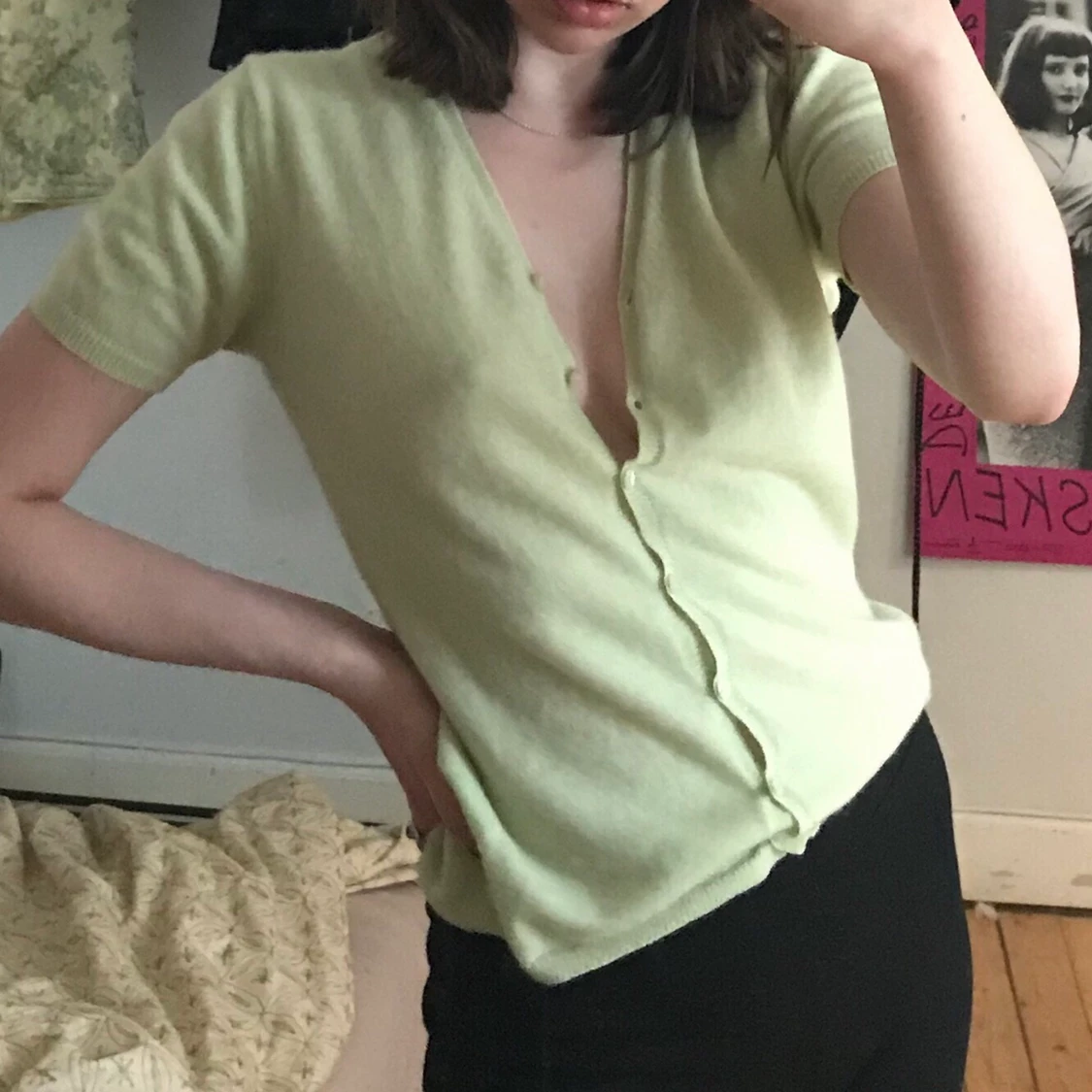 Ljusgrön kashmir topp - 90