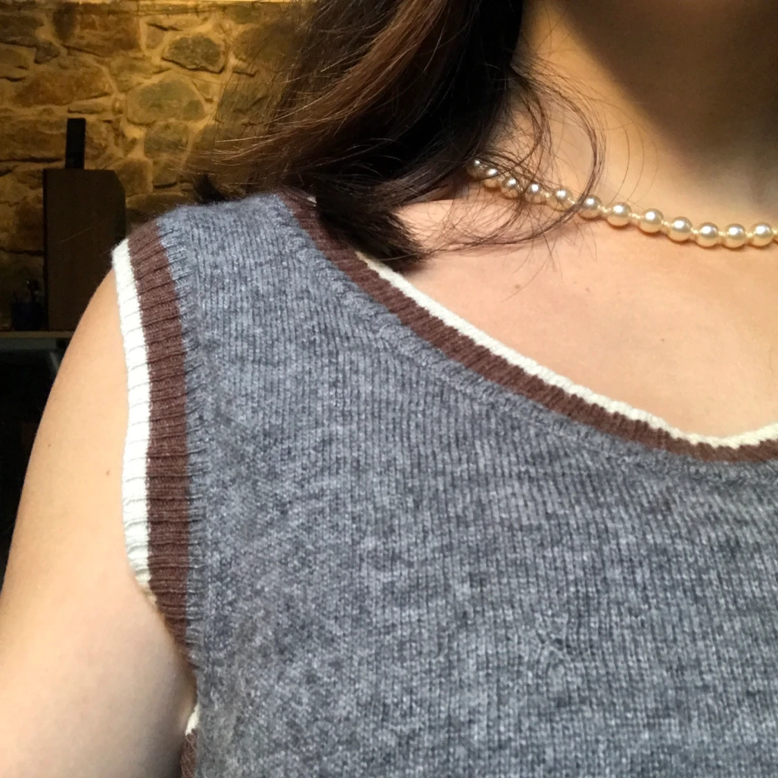 Grå Stickad Väst - 91