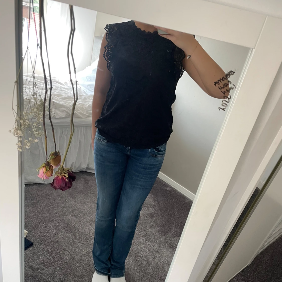 Svart spets topp, ZALANDO, PIECES - 90