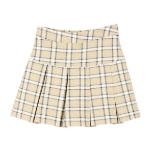 beige rutig mini kjol  - tyvärr inte kommit till användning!!  ca 40cm i längd 