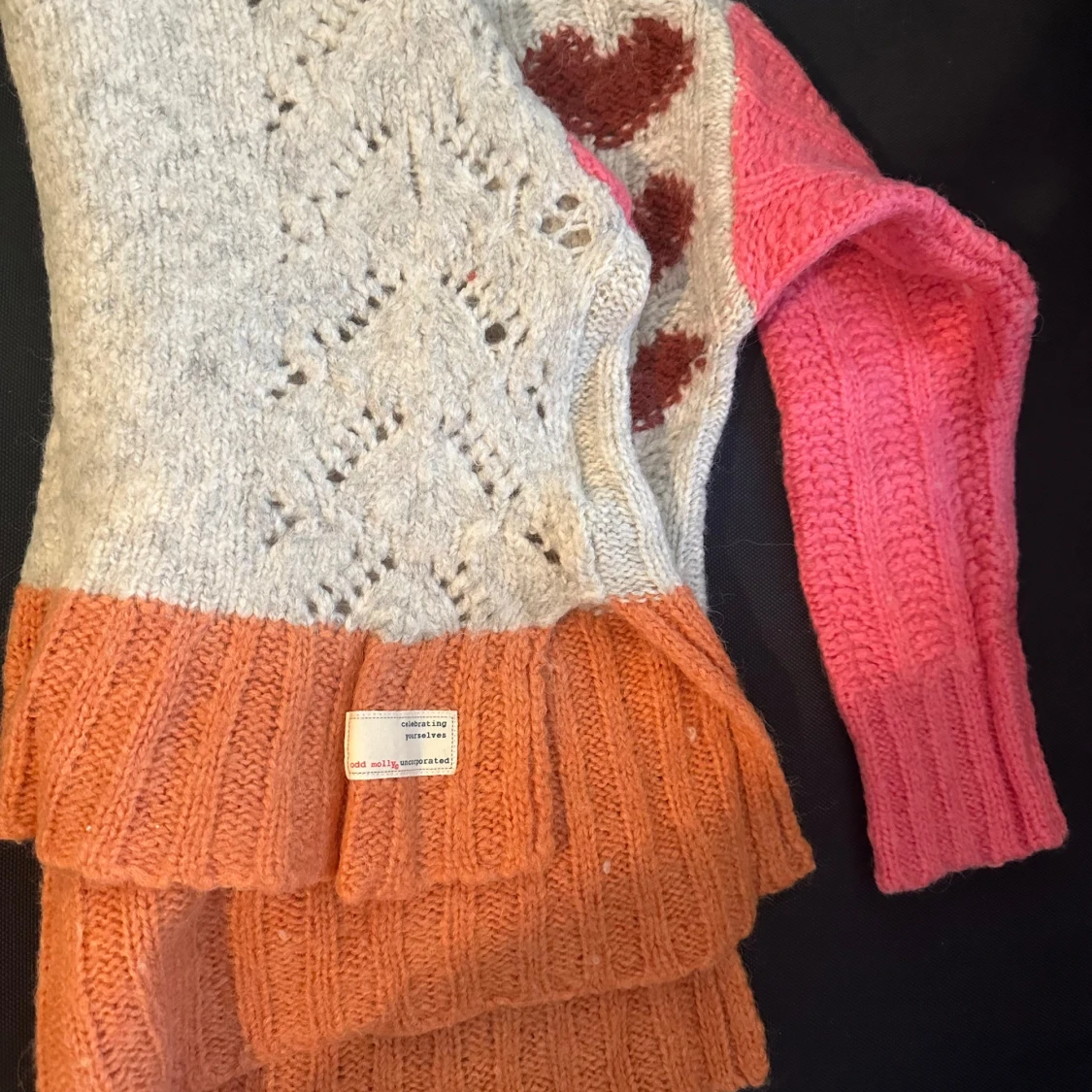 Odd Molly- Färgglad stickad tröja med hjärtmönster - 92