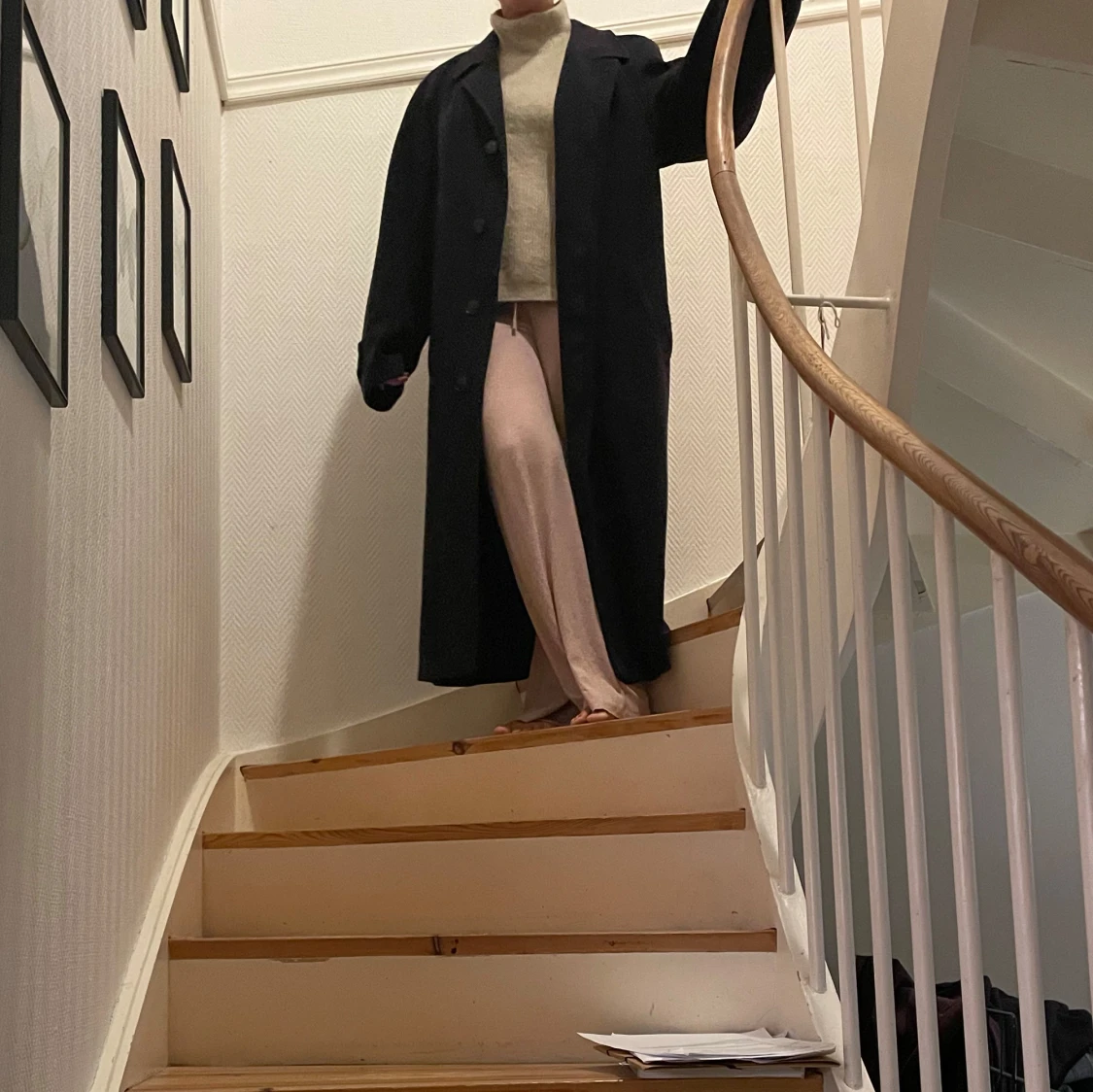 Marinblå lång kappa - 90