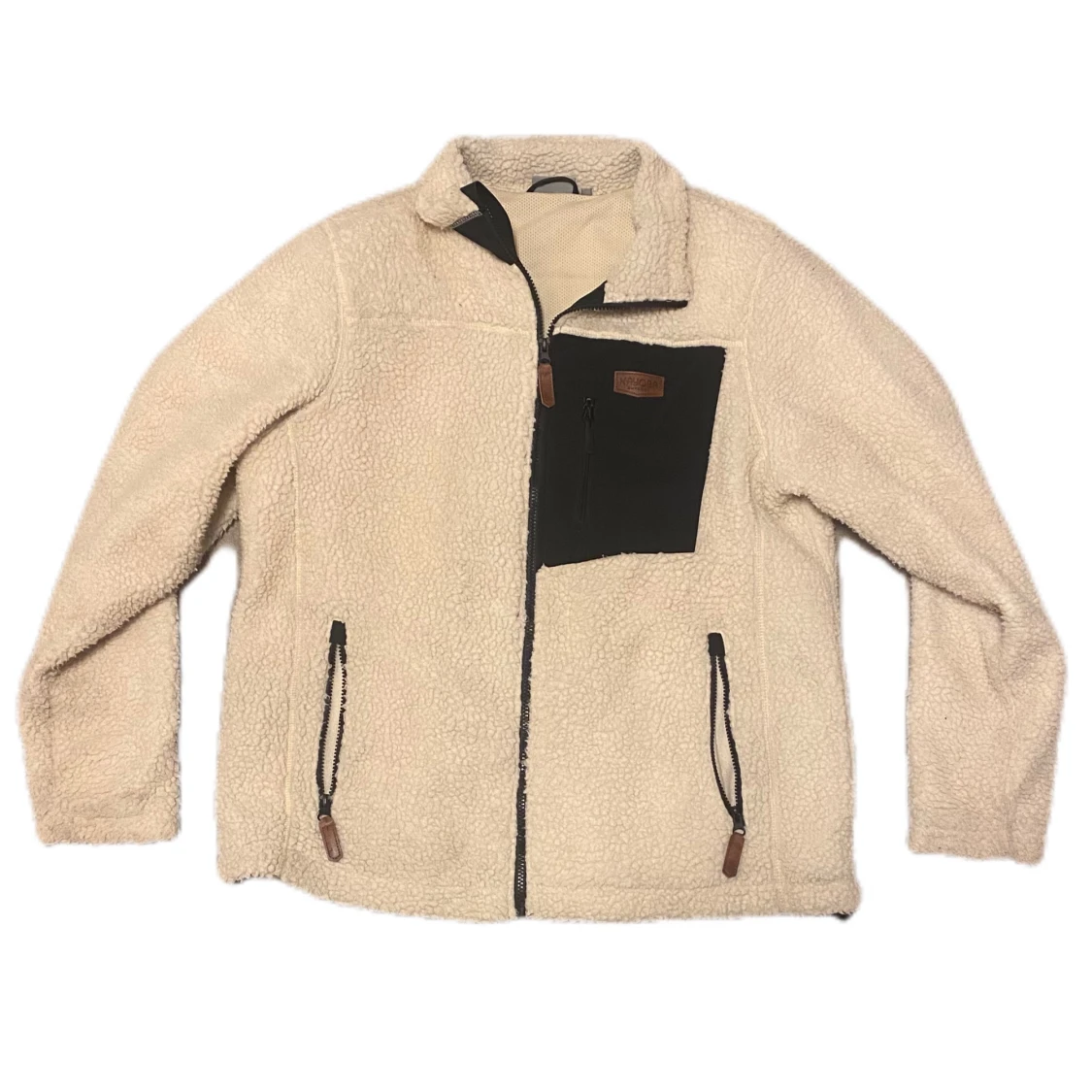 Beige teddyjacka med dragkedja