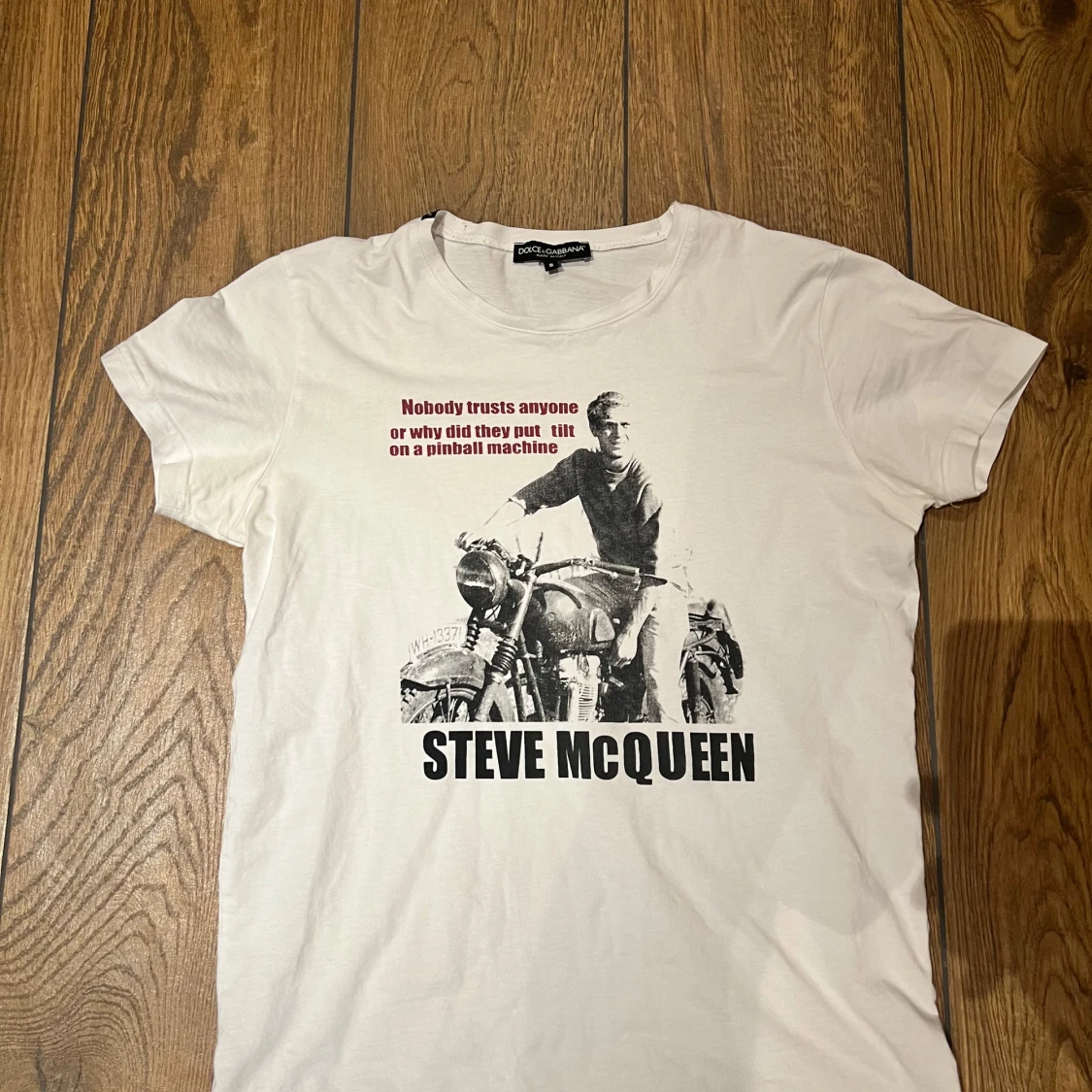 Vit t-shirt med Steve McQueen-tryck från Dolce & Gabbana