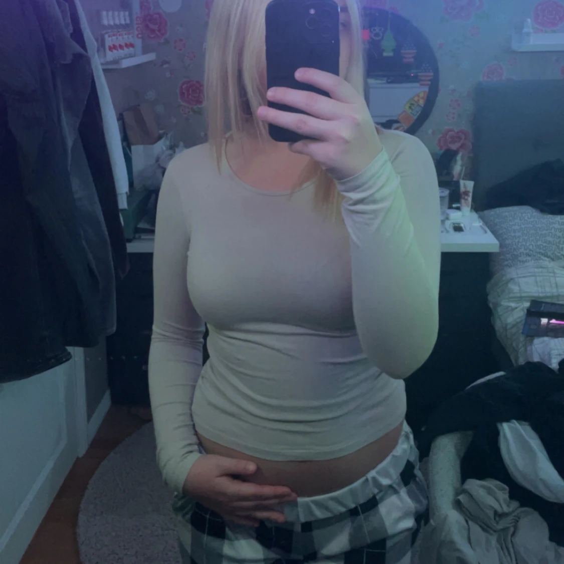 Beige långärmad topp