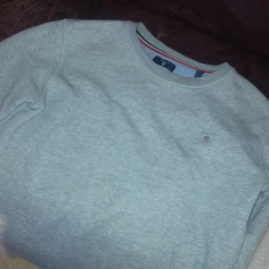 Jätte bra skick  - Säljer en stilren grå sweatshirt från GANT med broderad logga på bröstet. Tröjan har en klassisk rund halsringning och är perfekt för en avslappnad look. Passar bra till både jeans och chinos. Perfekt för den som gillar enkel och tidlös design.
