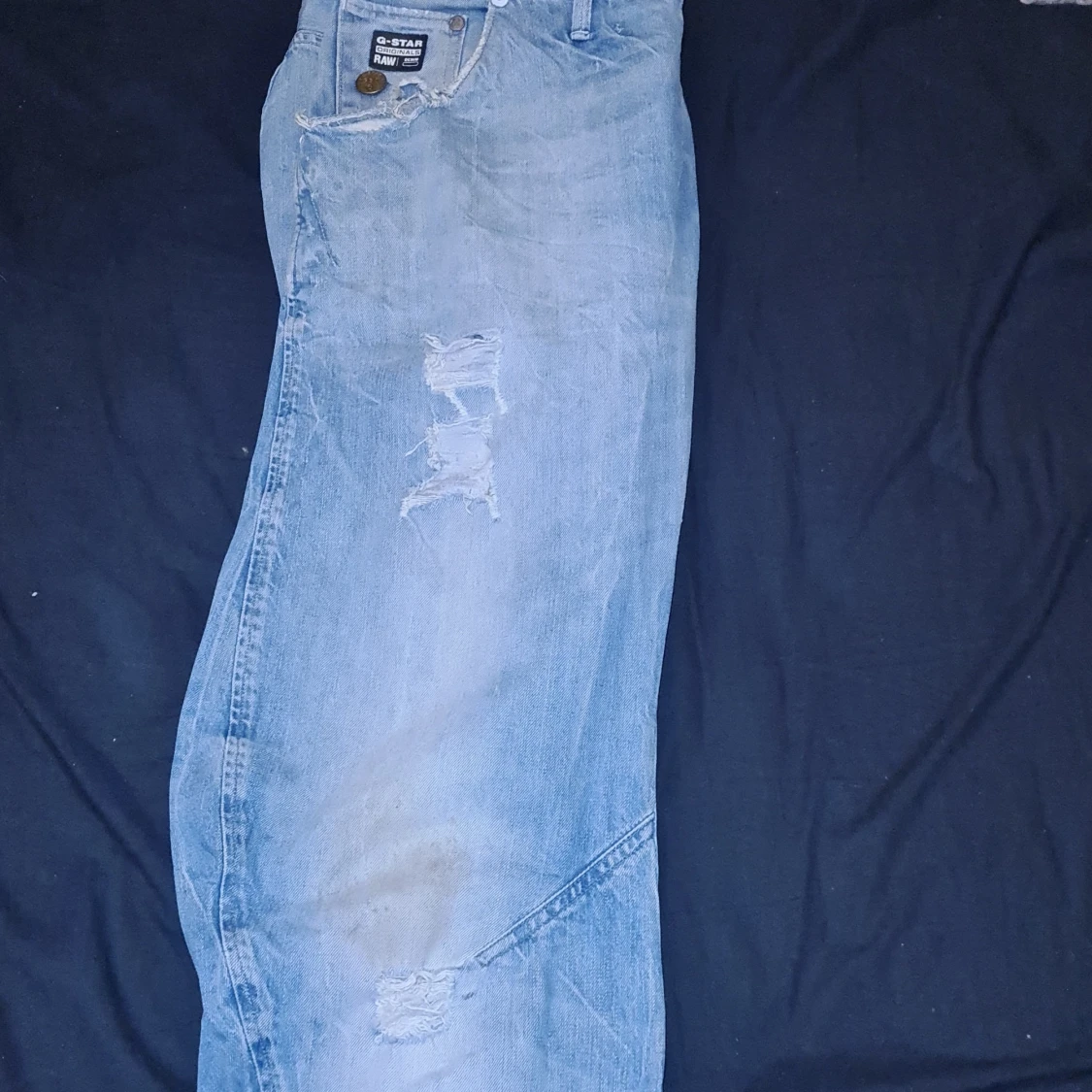 Blå/gråa G-Star jeans (ripped) - 1