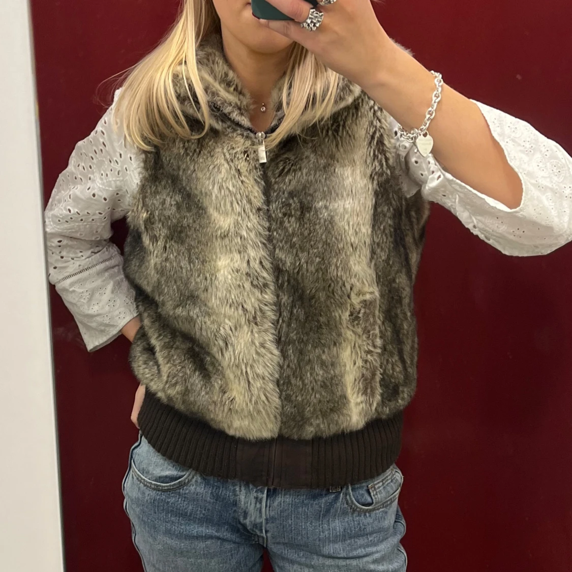 pälsväst med dragkedja - 90