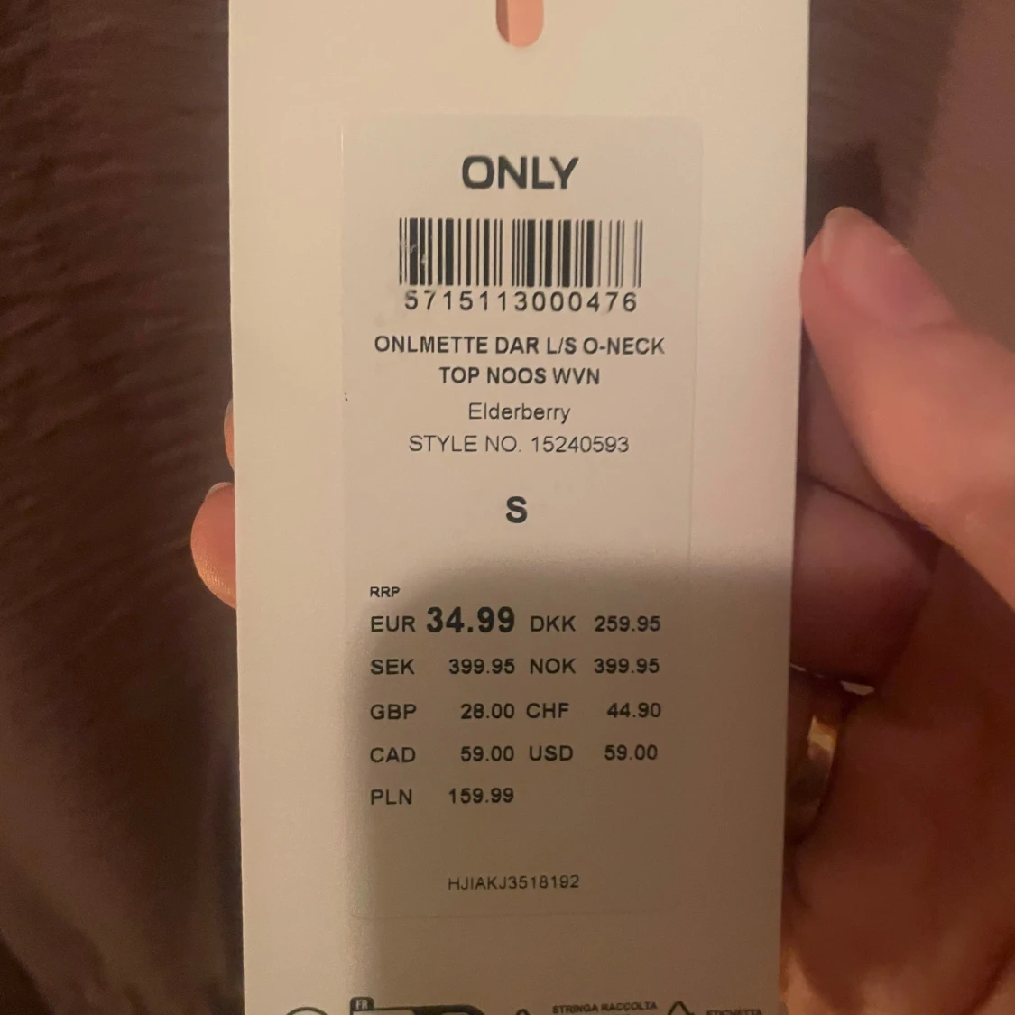 Långärmad topp från ONLY i färgen Elderberry - 90