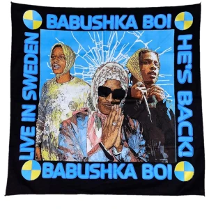 A$AP Rocky Babushka/Bandana - Säljer en A$AP Rocky bandana från hans comeback konsert i Globen 2019. Är i toppen skick. Mått: 55x55 cm