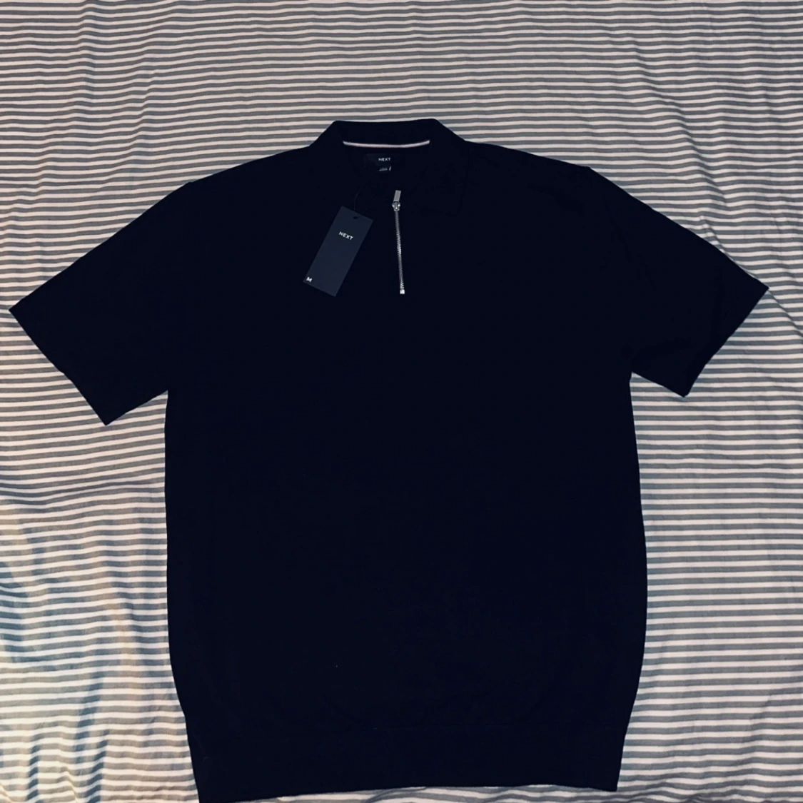 Stickad pikétröja med dragkedja  - 90