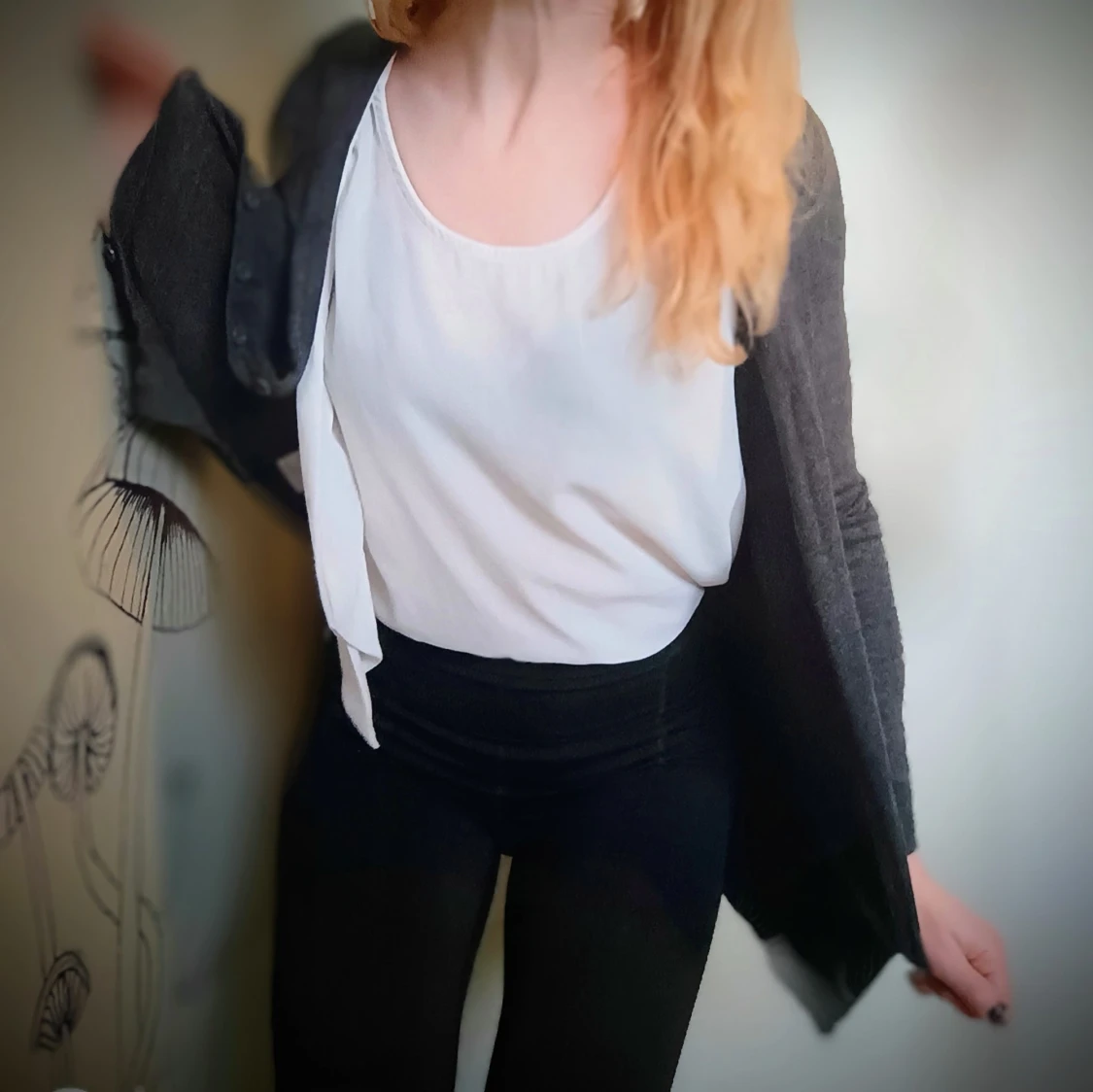 Mörkgrå klassisk Basic kofta med knappar - 92