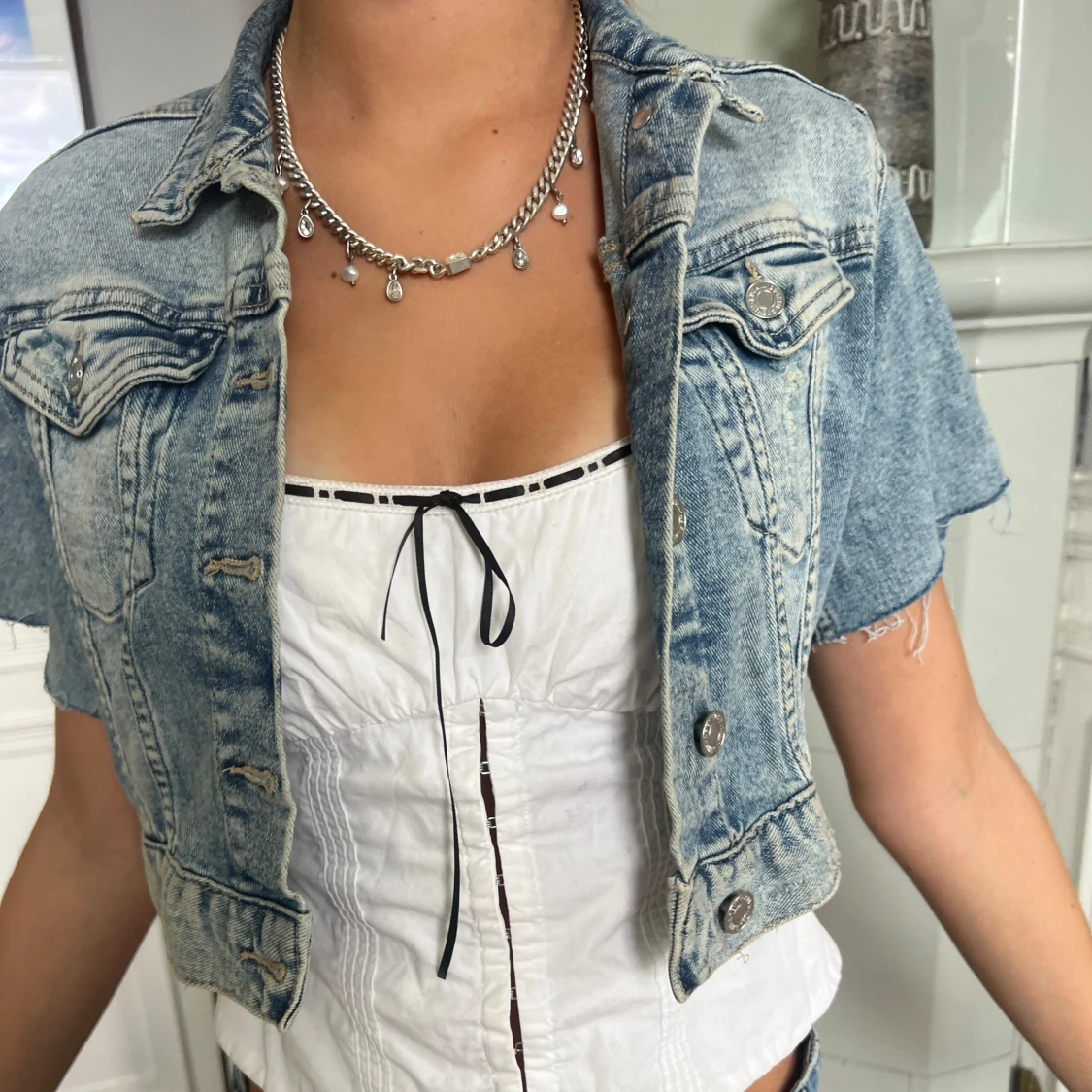 jeansjacka trekvartsärmad