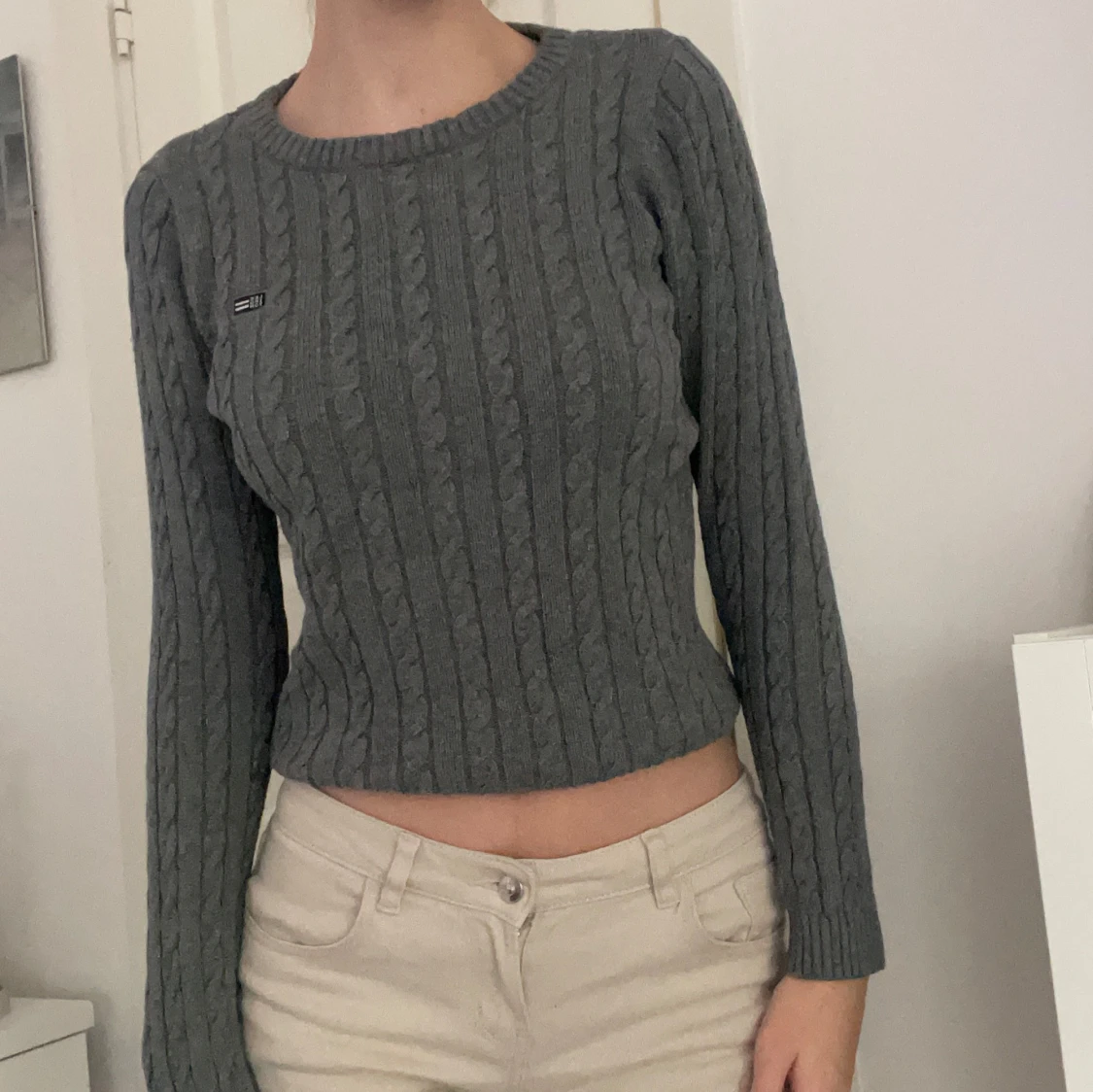 Lexington kabelstickad grå tröja XS - 90