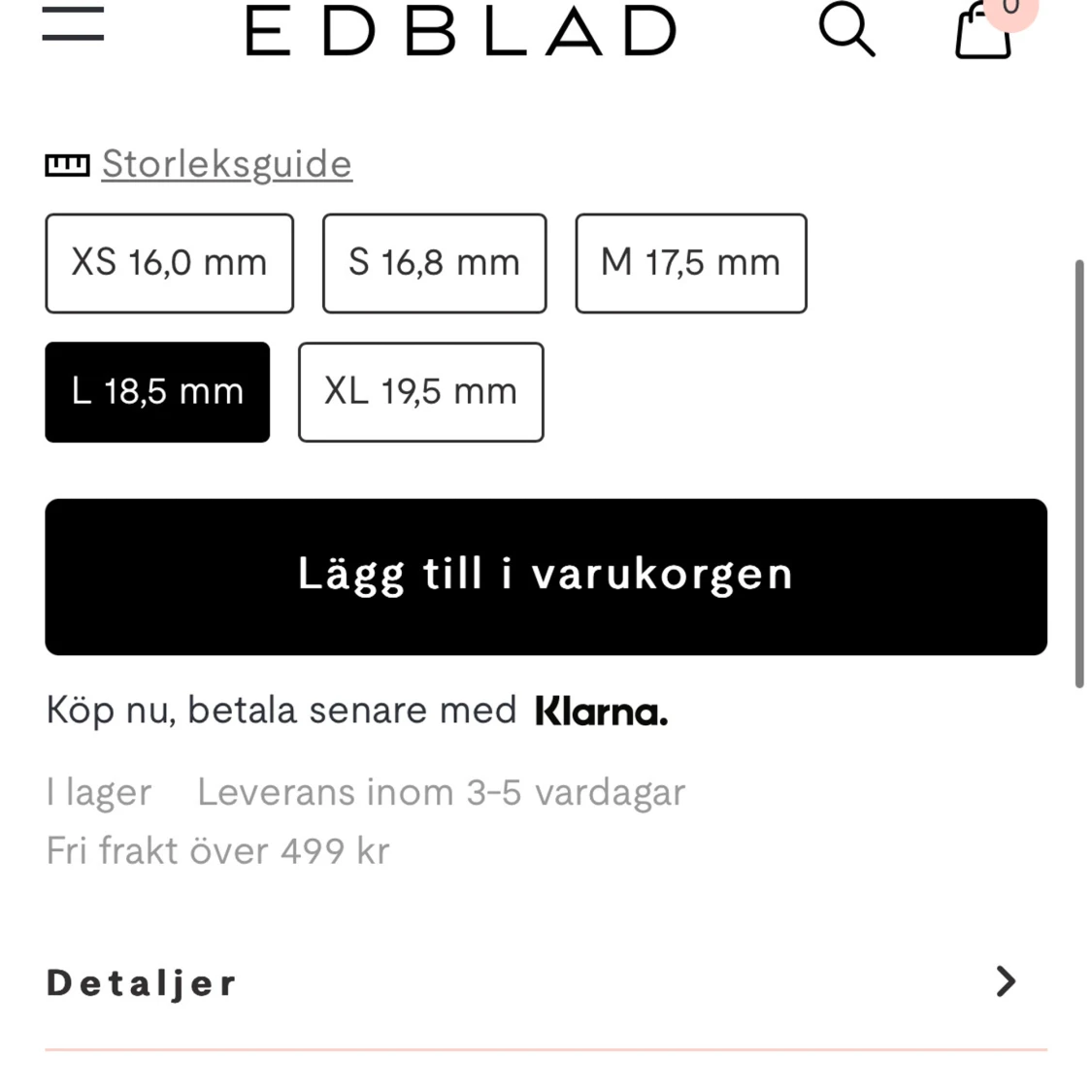 Guldfärgad ring med nitar från Edblad - 90