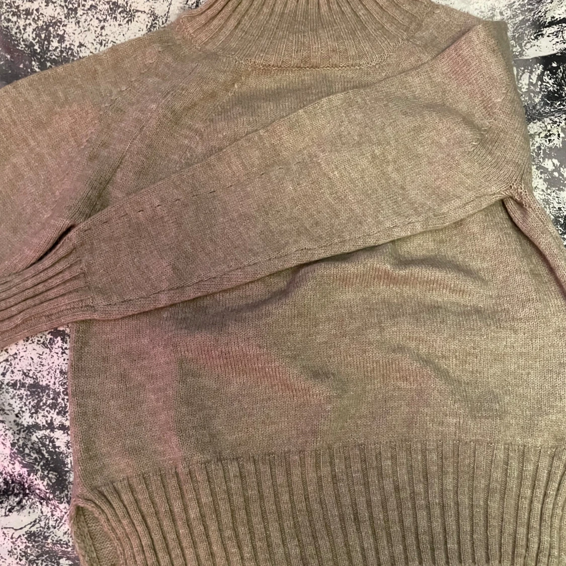 Beige Stickad Tröja  - 91