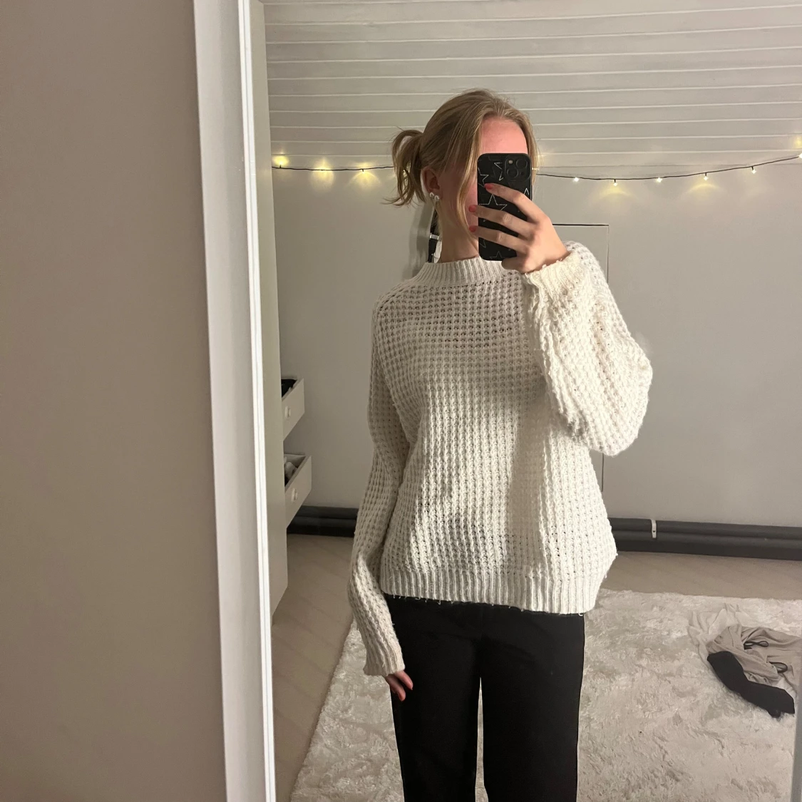 Vit stickad tröja  - 91