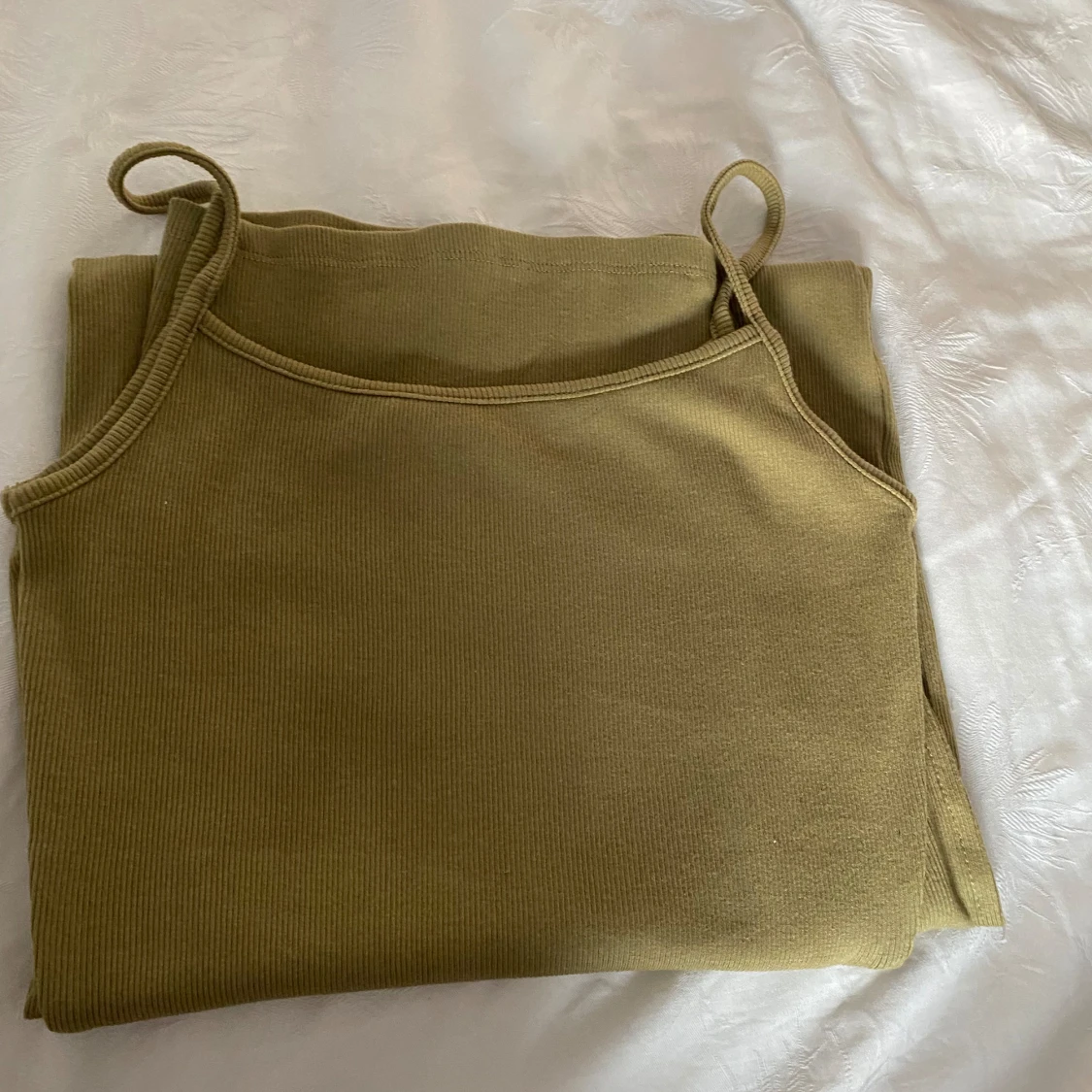 Beige ribbad långklänning - 91