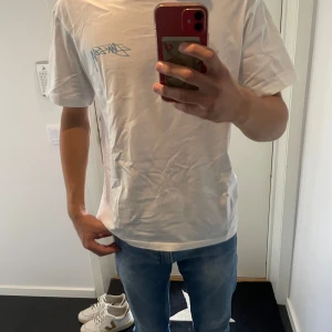 Stüssy t-shirt  - Stüssy t-shirt i 9/10 skicka. Lite missfärgning i nacken men inget som syns med tröja på. Oversized fit. Riktigt fet print på ryggen. Modellen är 180cm 63 kg