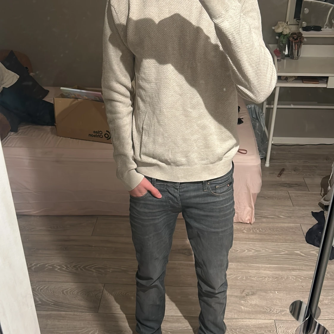 Beige bomullströja - 92