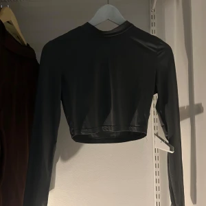 Svart croppad långärmad topp - Snygg svart croppad topp med långa ärmar. Perfekt för en stilren look. Passar bra till både jeans och kjol.