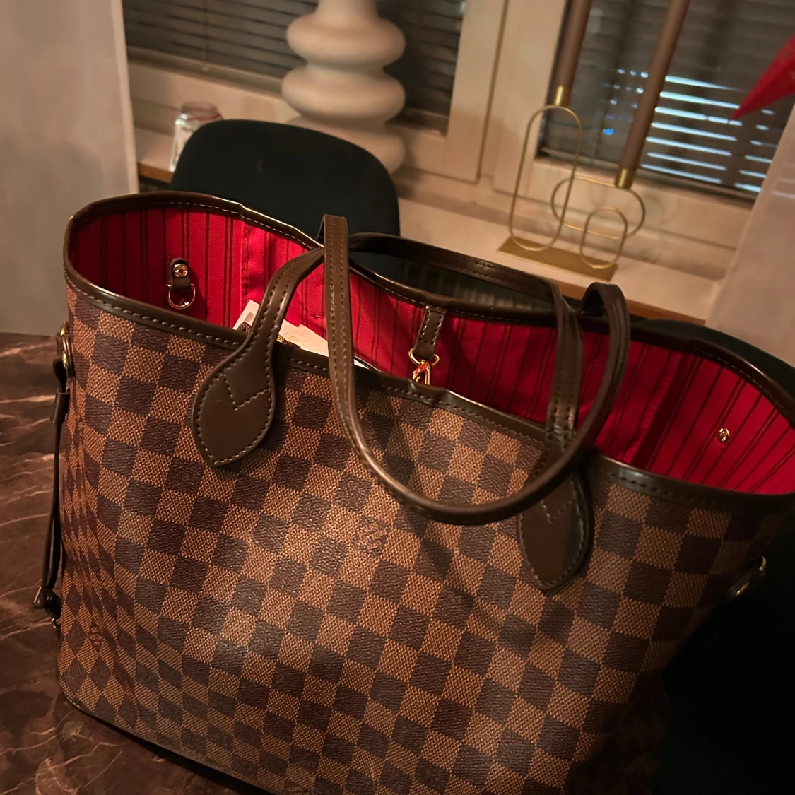 Brun rutig handväska - 90