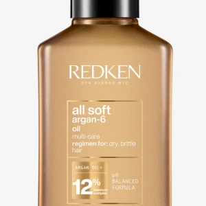 Redken All Soft Argan-6 Oil - Redken All Soft Argan-6 Oil är en vårdande hårolja för torrt och sprött hår. Innehåller arganolja och en fuktgivande formula med 12% moisture complex. Perfekt för att ge håret mjukhet och glans. Aldrig använd 