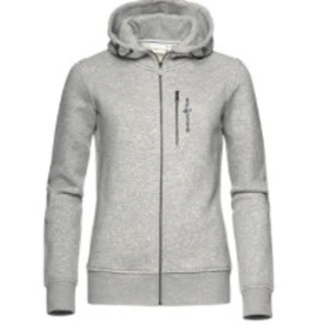 Grå hoodie med dragkedja. pris kan diskuteras  - Snygg och bekväm grå hoodie med dragkedja framtill. Den har en praktisk bröstficka med dragkedja och en mysig huva. Perfekt för kyliga dagar. Storlek L från dam kollektionen.