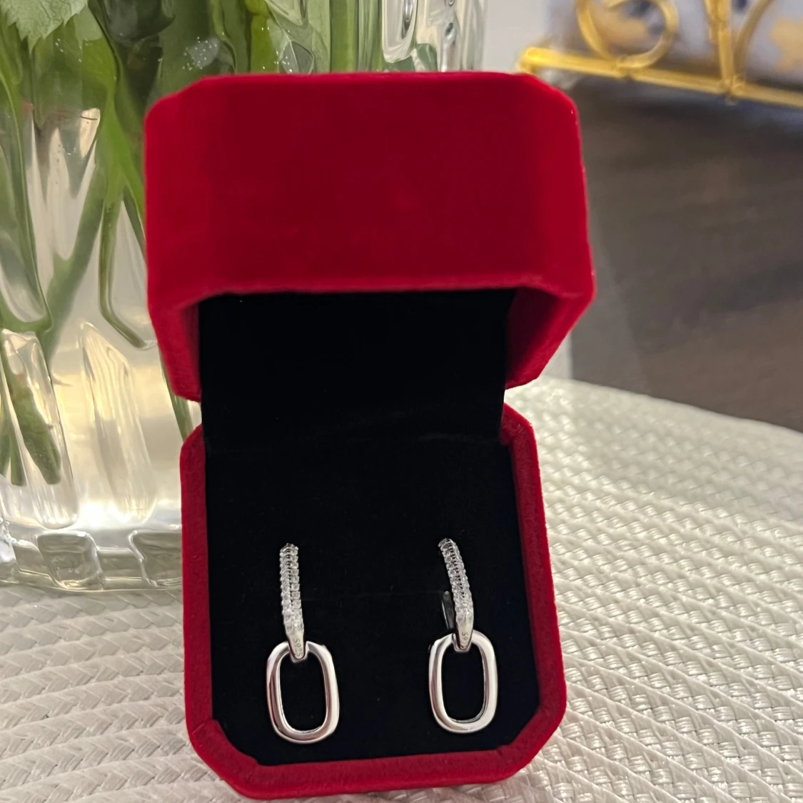 Äkta Silverörhängen med glittriga detaljer - 1