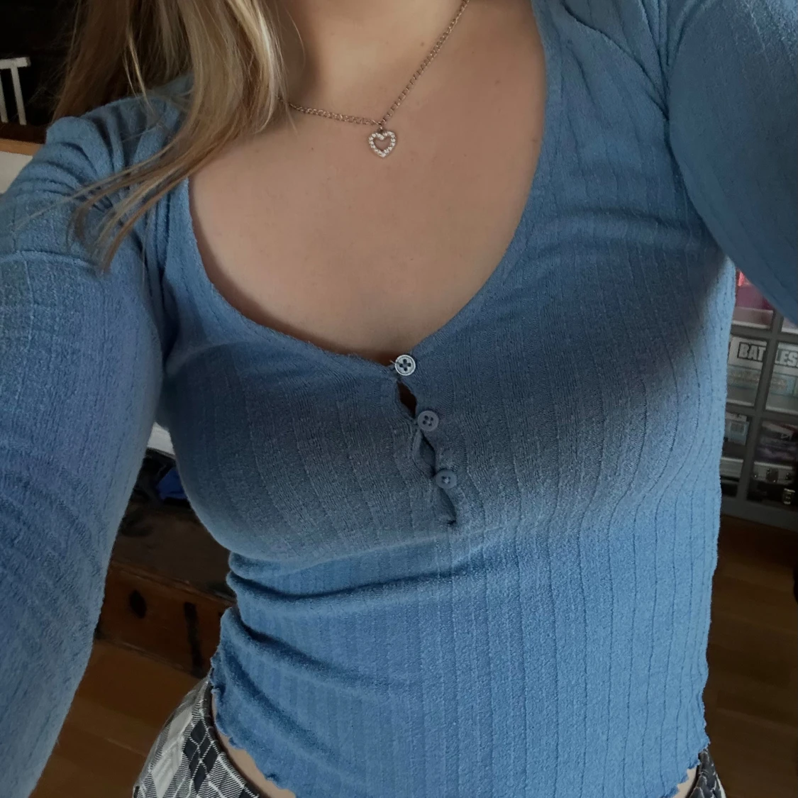 Blå ribbad topp från H&M - 1