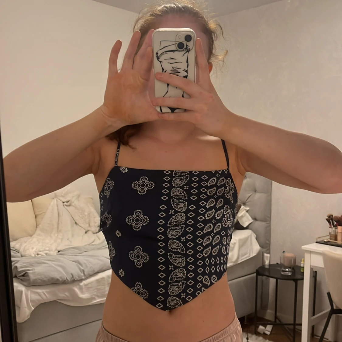 Blå mönster festtopp