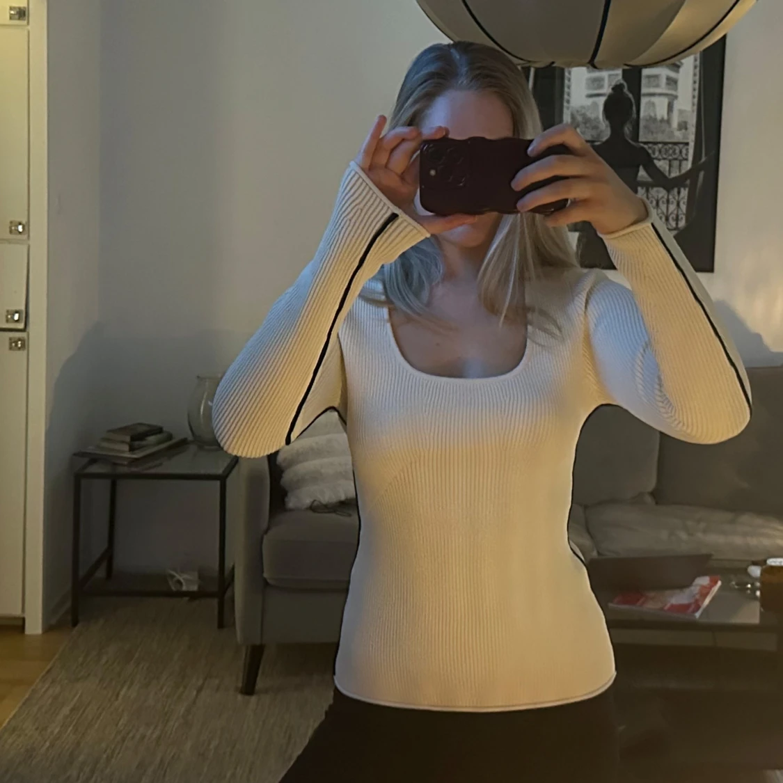 Vit ribbad tröja - 1