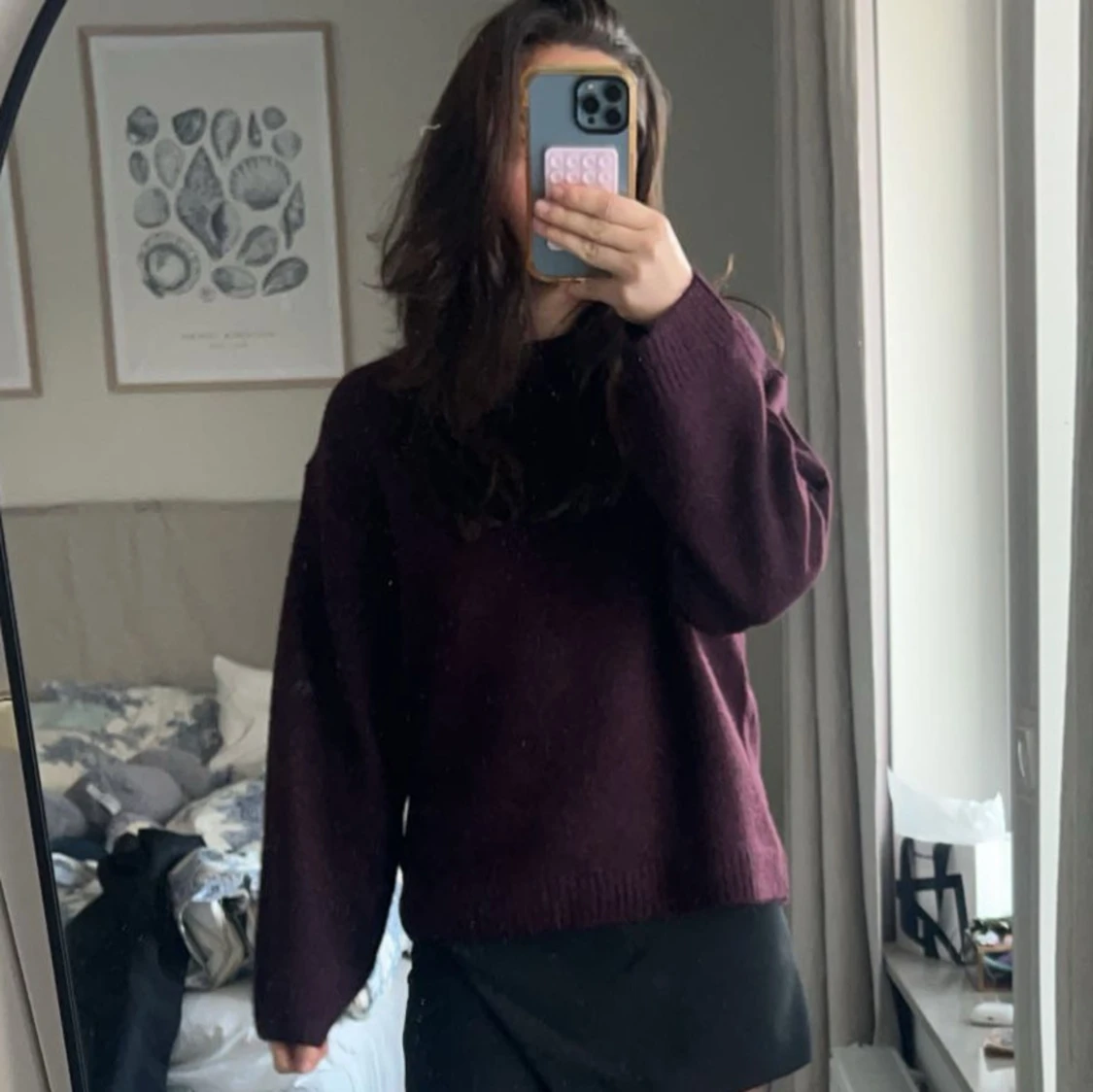 Vinröd stickad tröja - 1