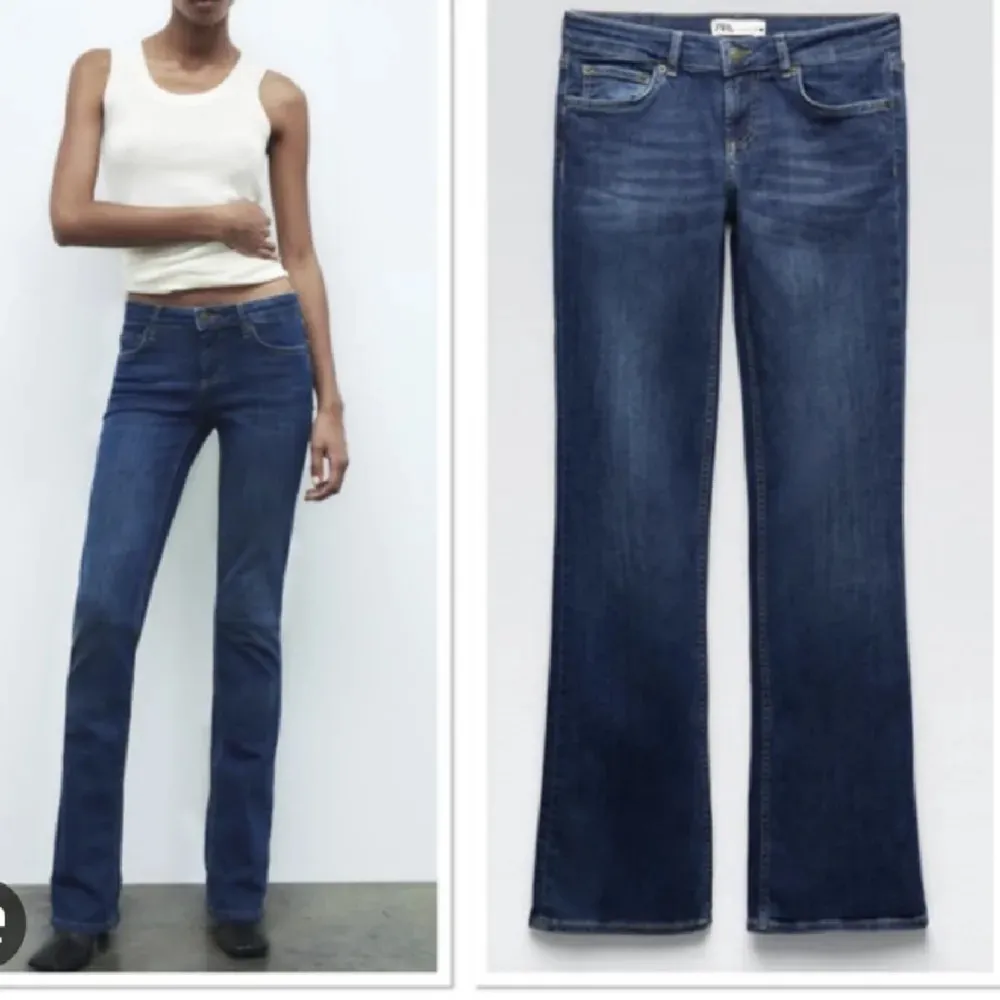 Zara jeans i storlek 34, säljer då jag inte använder dom längre. Jeansen har inte en söm där nere utan de är uppspretade kanter,  kan skicka egna bilder. Jeans & Byxor.